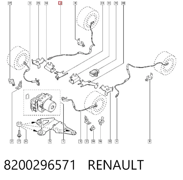 Sensor ABS trasero 8200296571 Renault (RVI)