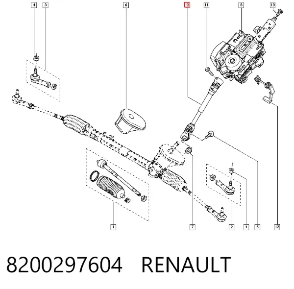 Cardán inferior de la columna de dirección 8200297604 Renault (RVI)