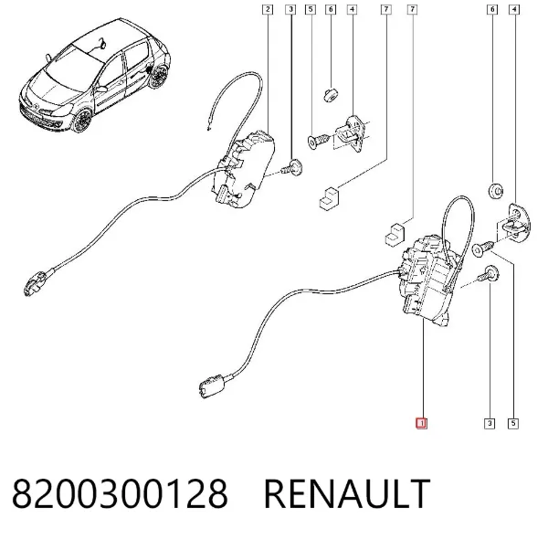 Cerradura de puerta trasera izquierda 8200300128 Renault (RVI)