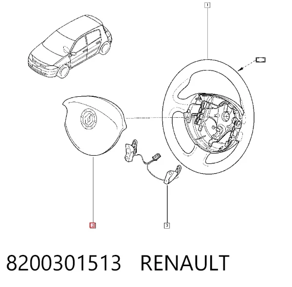 Airbag de volante 8200301513 Renault (RVI)