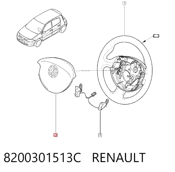 Airbag de volante 8200301513C Renault (RVI)