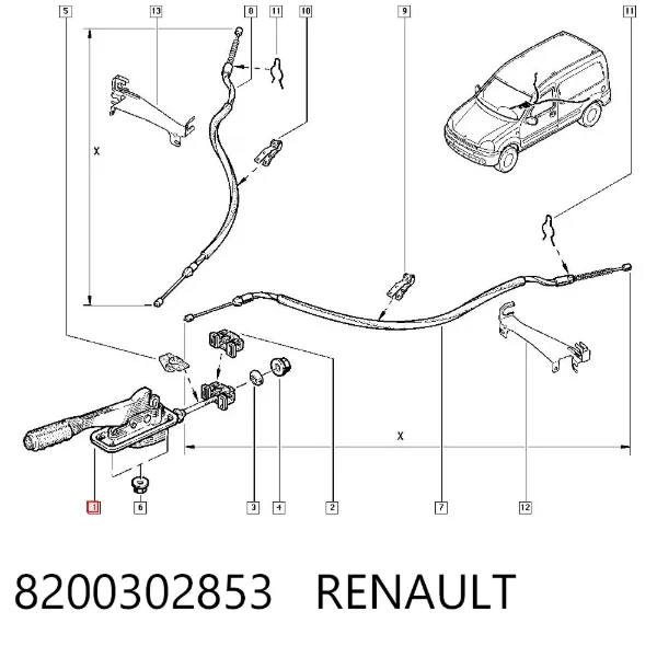 Palanca de freno de mano 8200302853 Renault (RVI)