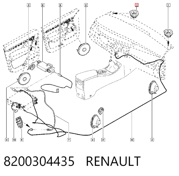 Altavoz de salpicadero 8200304435 Renault (RVI)