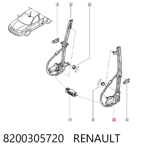 Mecanismo de elevalunas de la puerta trasera izquierda 8200305720 Renault (RVI)