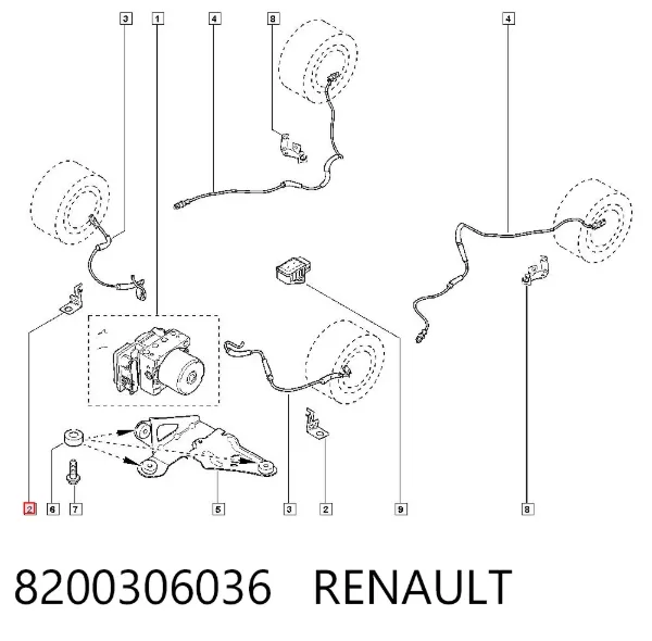 Soporte sensor ABS 8200306036 Renault (RVI)