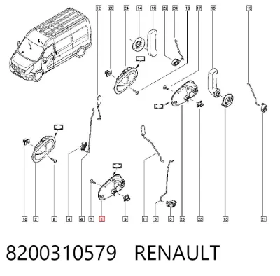 Manija interior izquierda delantera/trasera de puerta RENAULT 8200310579