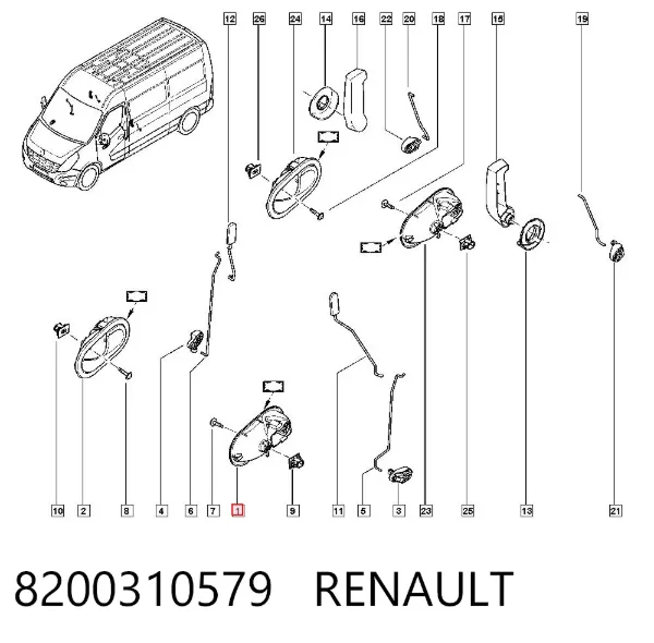 Manija interior izquierda delantera/trasera de puerta 8200310579 Renault (RVI)