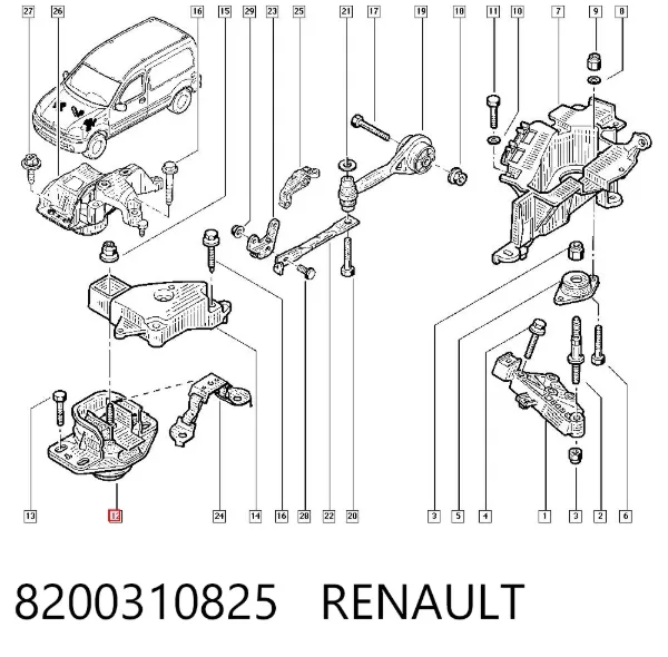 Soporte de motor delantero 8200310825 Renault (RVI)
