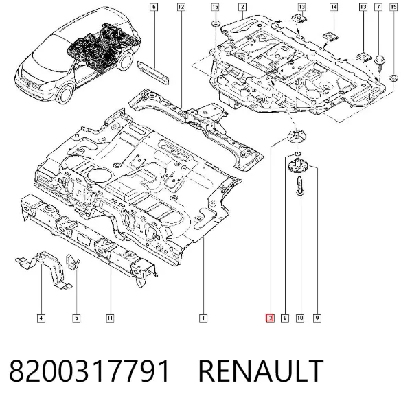 Perno de sujeción de la rueda de repuesto 8200317791 Renault (RVI)