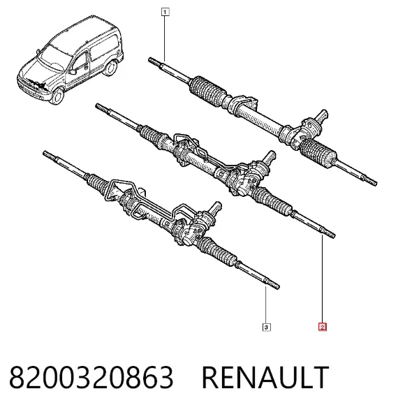 Cremallera de dirección 8200320863 Renault (RVI)
