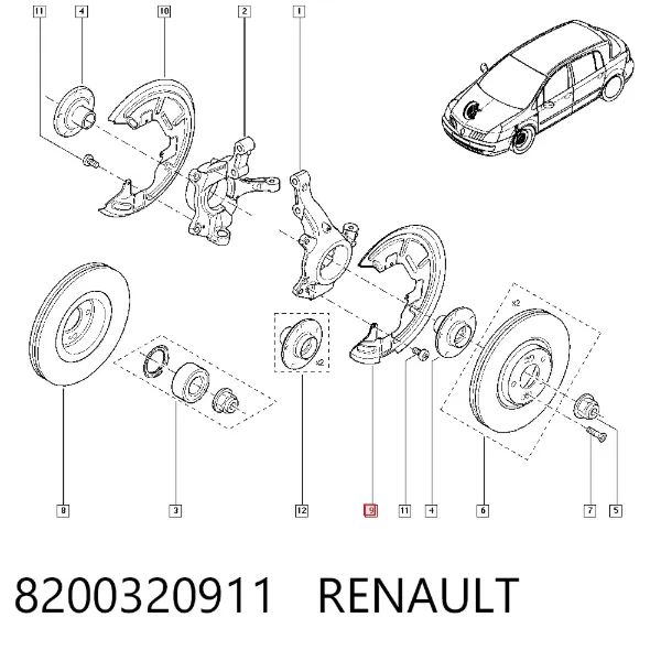 Protector del disco de freno delantero izquierdo 8200320911 Renault (RVI)