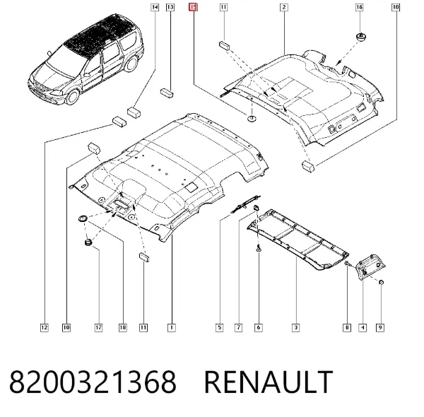 Clip de tapicería de la tapa del maletero 8200321368 Renault (RVI)