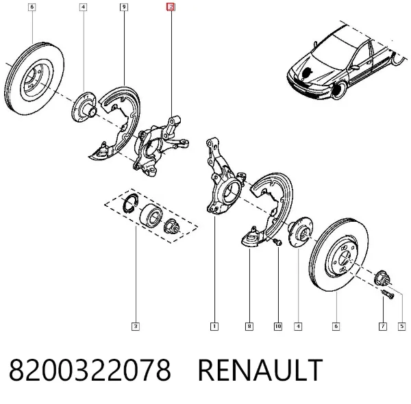 Mangueta delantera derecha 8200322078 Renault (RVI)