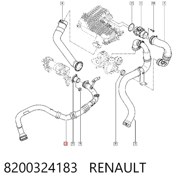 Tubo intercooler 8200324183 Renault (RVI)