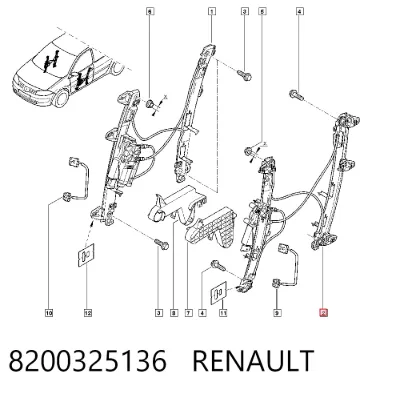 Mecanismo de elevalunas de la puerta delantera izquierda RENAULT 8200325136