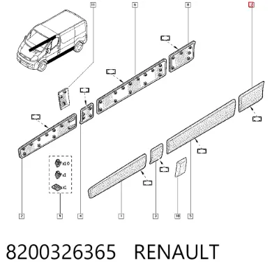 Moldura de guardabarros trasero izquierdo RENAULT 8200326365