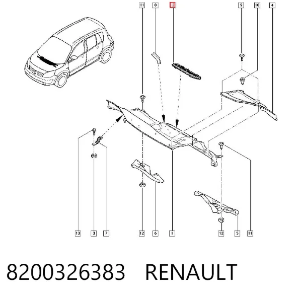 Cubierta del filtro de habitáculo 8200326383 Renault (RVI)