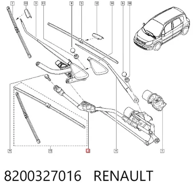 Trapezio del limpiaparabrisas RENAULT 8200327016