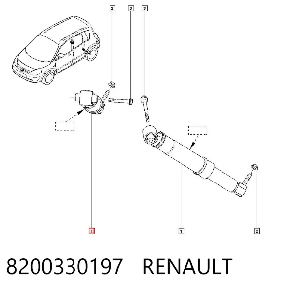 Amortiguador trasero 8200330197 Renault (RVI)