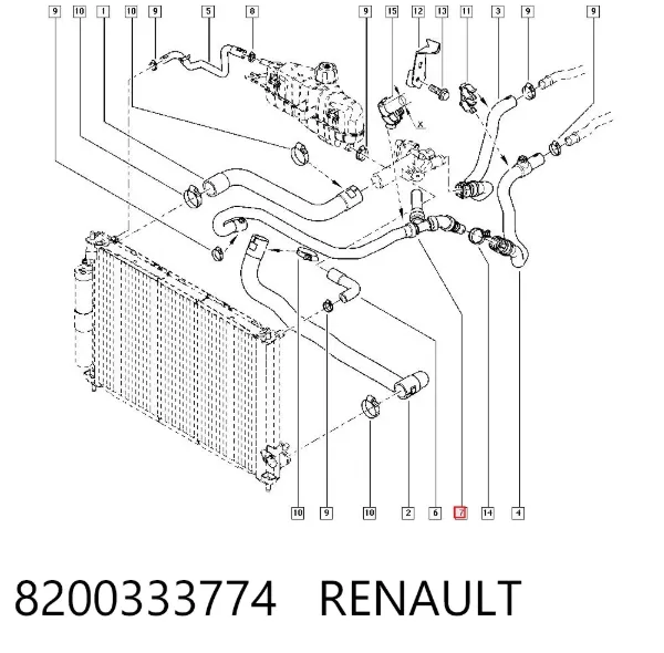 Manguera de calefacción, entrada 8200333774 Renault (RVI)