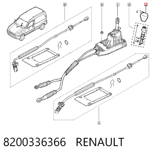 Pomo de palanca de cambios 8200336366 Renault (RVI)