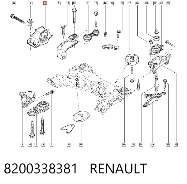 Soporte de motor derecho 8200338381 Renault (RVI)