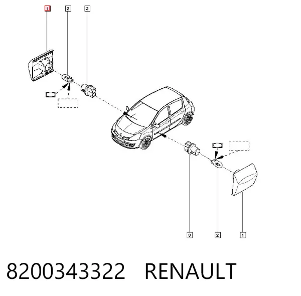 Luz intermitente de guardabarros 8200343322 Renault (RVI)