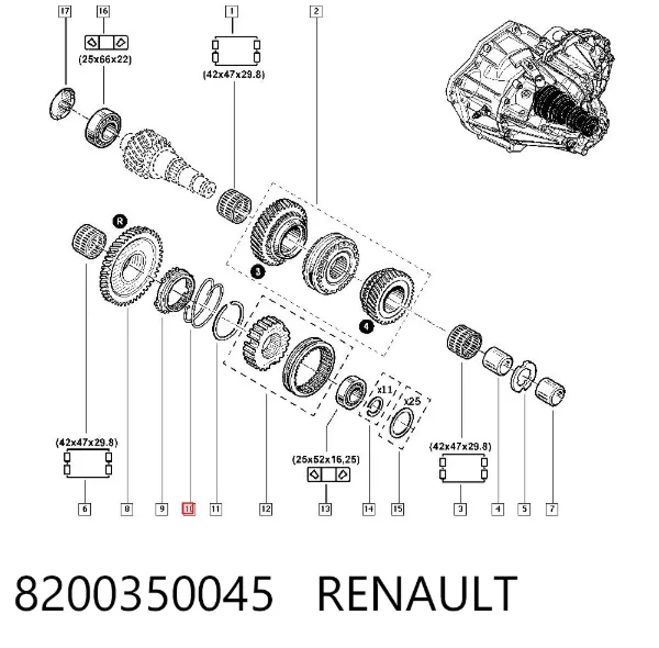 Resorte del sincronizador de la caja de cambios 8200350045 Renault (RVI)