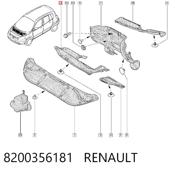 Aislamiento acústico del cortafuegos 8200356181 Renault (RVI)