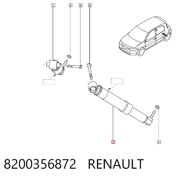 Amortiguador trasero 8200356872 Renault (RVI)