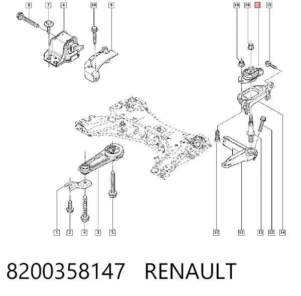 Soporte izquierdo del motor 8200358147 Renault (RVI)
