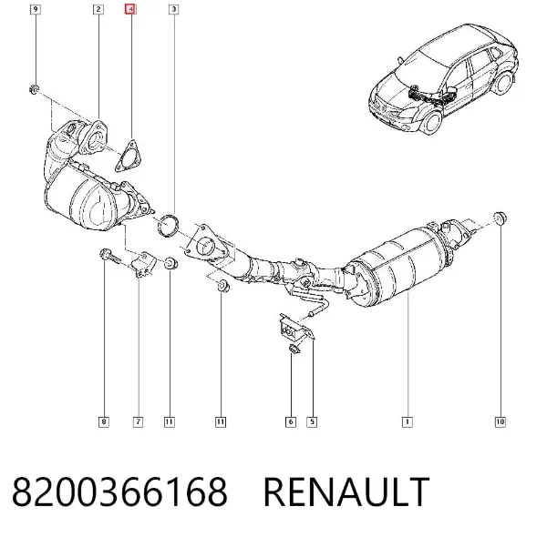 Junta de turbina de escape 8200366168 Renault (RVI)