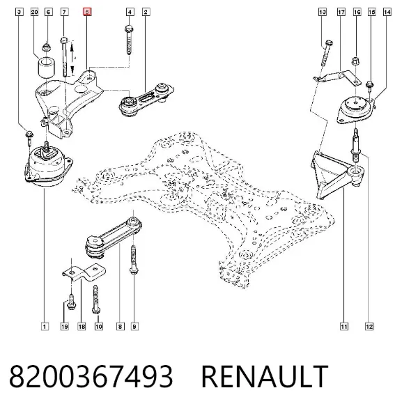 Soporte derecho del motor 8200367493 Renault (RVI)