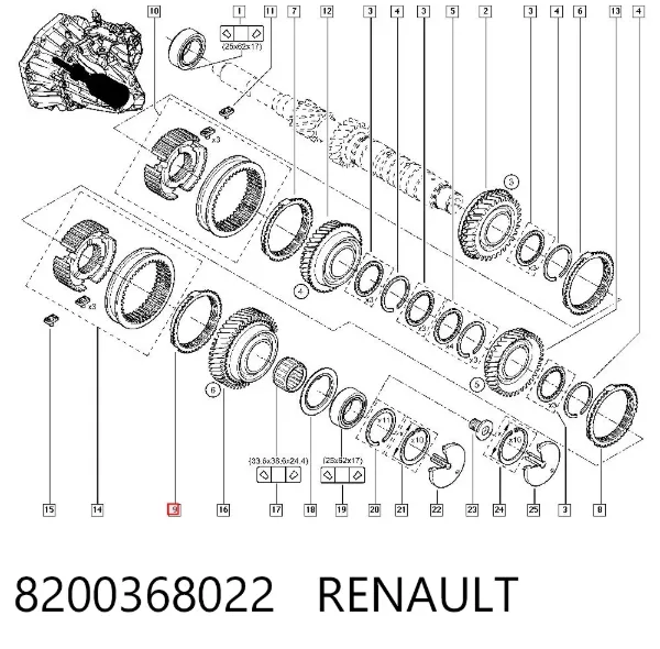 Anillo sincronizador 8200368022 Renault (RVI)