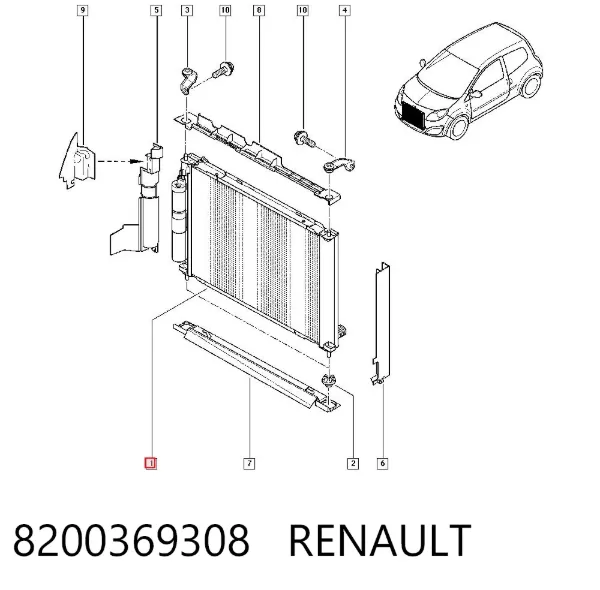 Condensador aire acondicionado 8200369308 Renault (RVI)