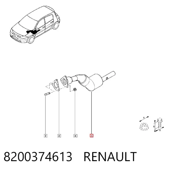 Tubo de admisión del silenciador de escape delantero 8200374613 Renault (RVI)