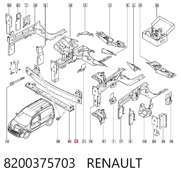 Refuerzo parachoque delantero 8200375703 Renault (RVI)