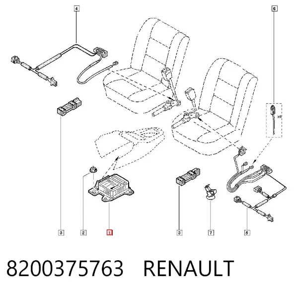 Módulo de control de airbag 8200375763 Renault (RVI)
