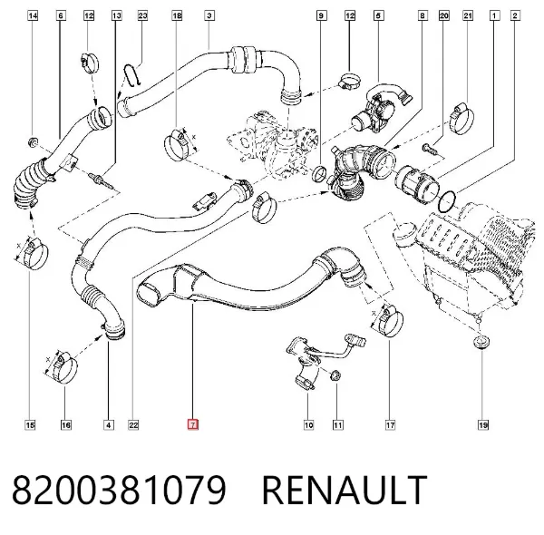 Tubo flexible de aspiración 8200381079 Renault (RVI)