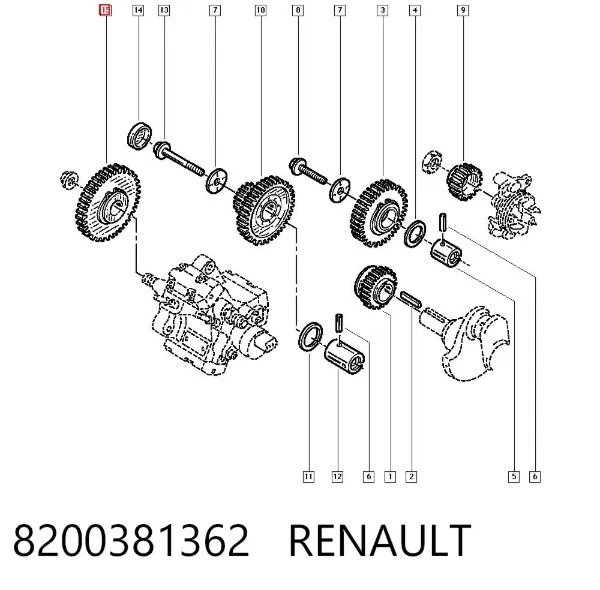 Engranaje de estrella, bomba de inyección 8200381362 Renault (RVI)