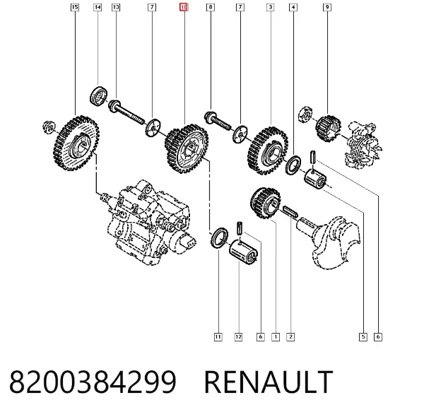 Engranaje del eje intermedio del motor 8200384299 Renault (RVI)