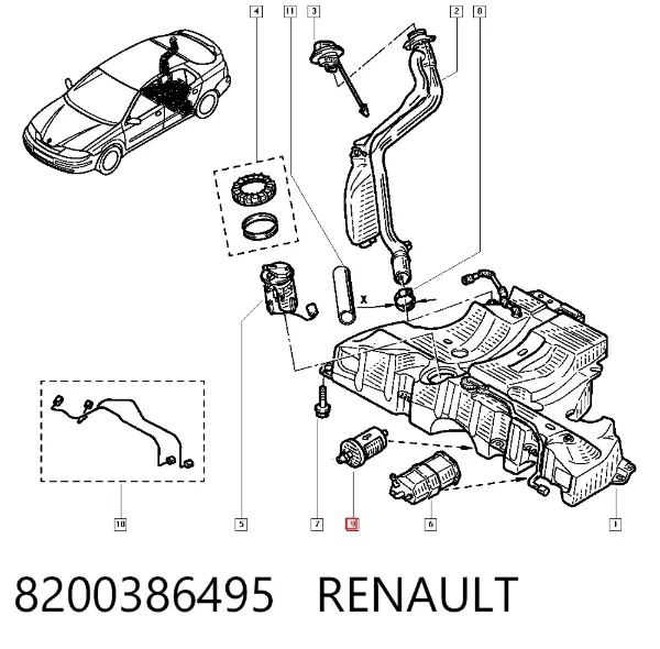 Filtro de combustible 8200386495 Renault (RVI)