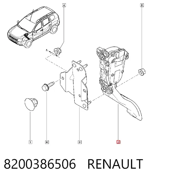 Pedal del acelerador 8200386506 Renault (RVI)