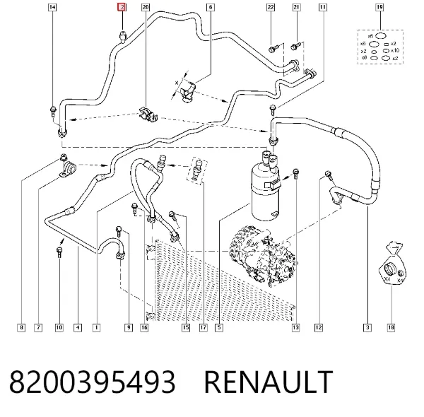 Manguera de aire acondicionado, del deshumidificador al evaporador 8200395493 Renault (RVI)