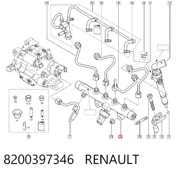 Rampa de combustible 8200397346 Renault (RVI)