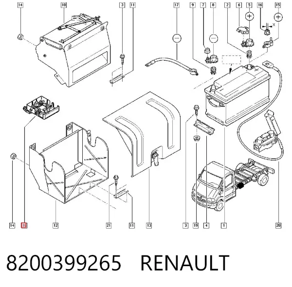 Tapa de terminal de batería 8200399265 Renault (RVI)