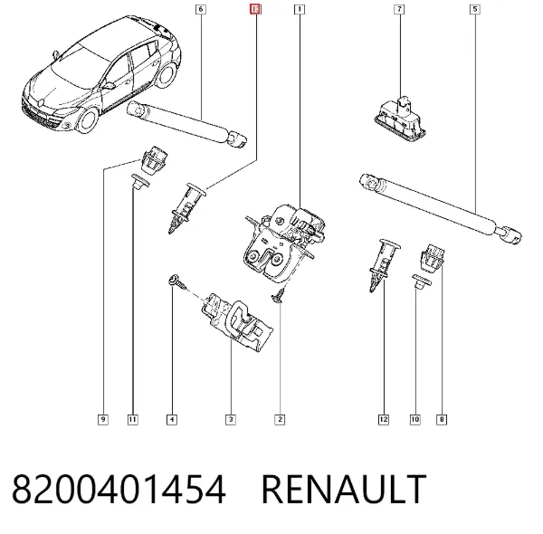 Tope de la tapa del maletero 8200401454 Renault (RVI)