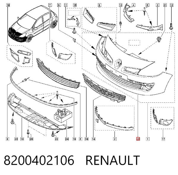 Paragolpes 8200402106 Renault (RVI)