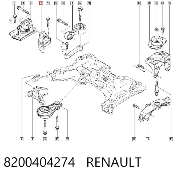 Soporte derecho del motor 8200404274 Renault (RVI)