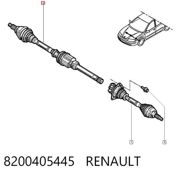 Semieje delantero derecho 8200405445 Renault (RVI)